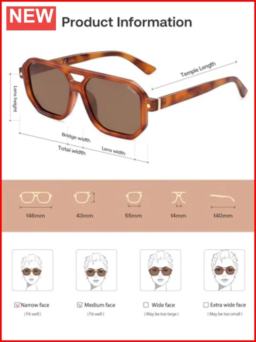 Retro Polarized Square Aviator Sunglasses UV400 Protection
